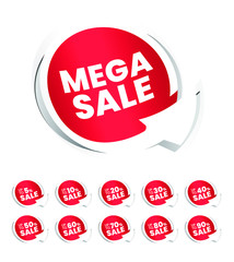 Set of High Quality Realistic Red Labels on White Background . Isolated Vector Elements