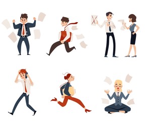 A set of characters stressing from office chaos.