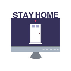 stay at home campaign with computer screen