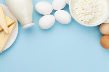 Dairy products, milk, cottage, cheese and eggs