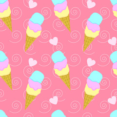 EPS 10 vector. Seamless pattern with cute summer ice creams.