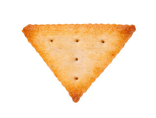 Cracker isolated on white background. Dry cracker cookies isolated. Salty snacks isolated. Top view.