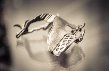 Object printed on metal 3d printer close-up.