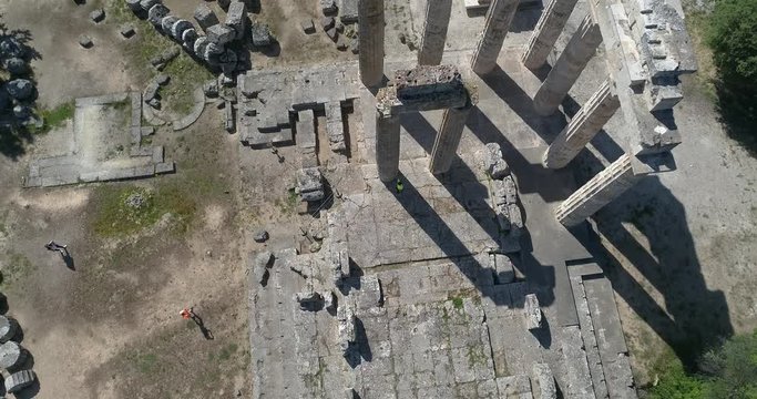 Drone of monument in Nemea, Greece