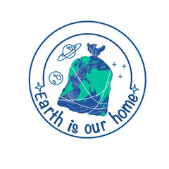 The problem of pollution of our planet. Earth in a garbage bag, Logo.Poster. Banner. Vector image