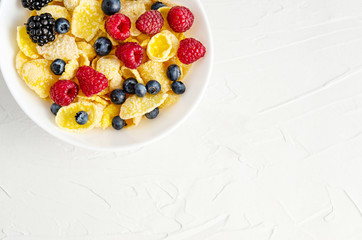 Healthy breakfast of cornflakes,