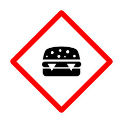 Dont eat fast food while swimming concept vector red color icon design, Pool and beach safety rules on white background,  Consumption of Junk Food for Swimmer is Bad 