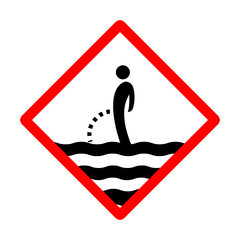 Do not pee in pool area concept vector Red color Icon design, Pool and beach safety rules on white background, Urinating not allowed While Swimming Symbol 