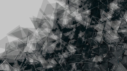 3D Render Black and White Triangle Glass Background
