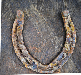 horseshoe on a wooden background