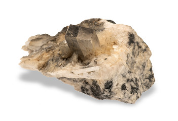 Magnesite and dlomite mineral on white background