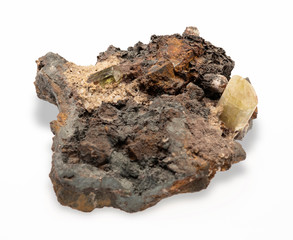 .Mineral apatite on white background