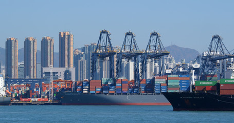 Naklejka premium Kwai Tsing Container Terminals in Hong Kong