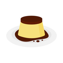 Pudding on plate. Sweet dessert