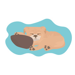 cute dog sleeping home pet relaxing on floor vector illustration