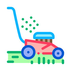 lawn mower machine icon vector. lawn mower machine sign. color symbol illustration