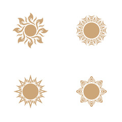 Set of sun logo design, logo collection of sun flower, mandala vector icon element for template