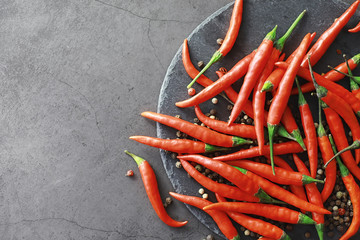 Hot red pepper. Chilean pepper on a black.