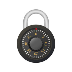 Padlock with code. Padlock for doors, safes and suitcases. Vector.