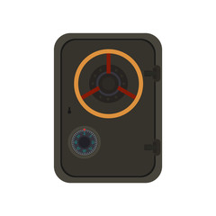 Military safe. Metal safe in a flat style. Isolated. Vector.