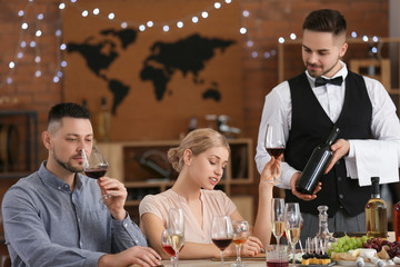 People tasting wine at the restaurant