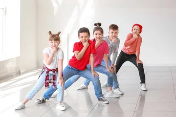 Gordijnen Cute little children in dance studio © Pixel-Shot