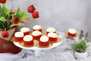 Beautiful festive cake biscuit with different creams