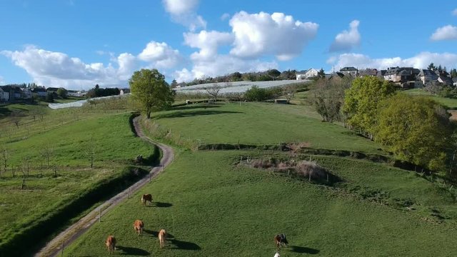 Allassac (Corr&egrave;ze, France) - Les trois villages - Vue a&eacute;rienne de la campagne limousine