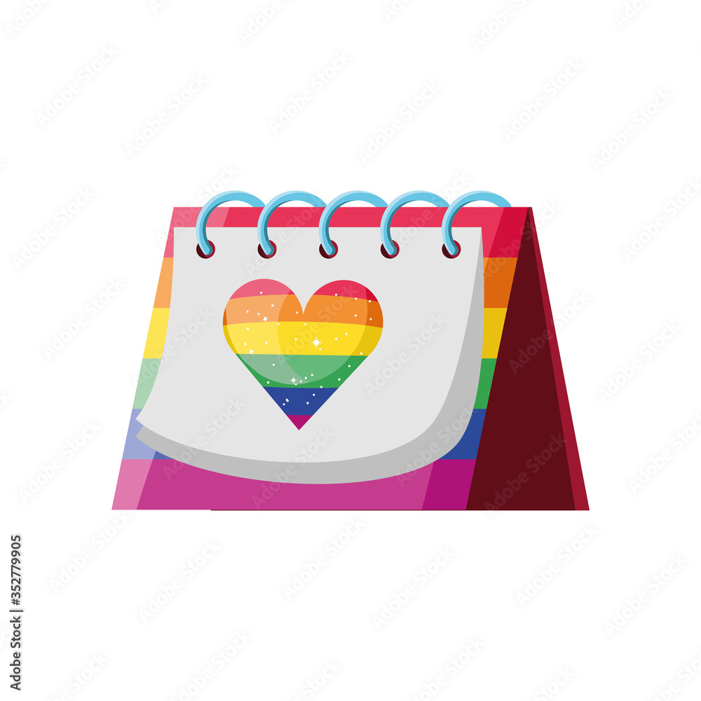 Poster gay pride calendar on white background