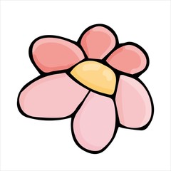 vector doodle style element, drawing, cute flower, color