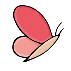 vector doodle style element, drawing, cute butterfly, color