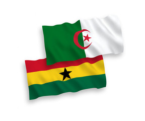Flags of Ghana and Algeria on a white background