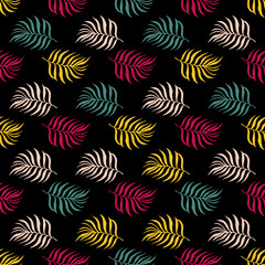  Seamless pattern Tropical plant leaf set.Botanical floral element background.Design for home decor, fabric, carpet, wrapping.