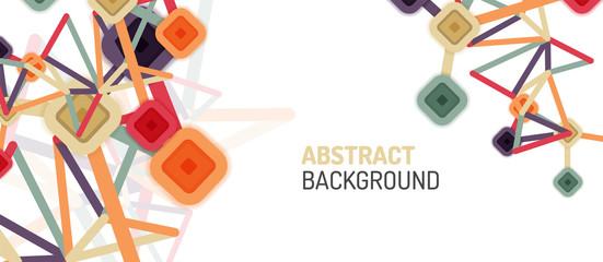 Abstract square dot connections, flat style multicolored geometric background for Wallpaper, Banner, Background, Card, Book Illustration, landing page or poster design