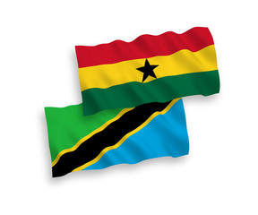 Flags of Ghana and Tanzania on a white background