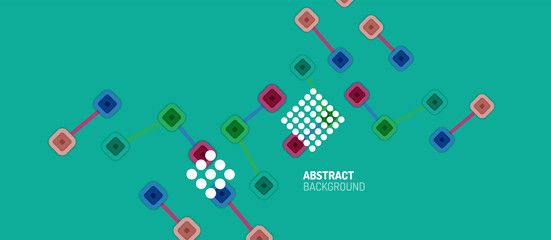 Abstract square dot connections, flat style multicolored geometric background for Wallpaper, Banner, Background, Card, Book Illustration, landing page or poster design