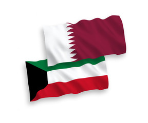 Flags of Qatar and Kuwait on a white background