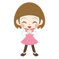 両手を合わせる女の子