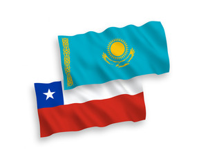 Flags of Kazakhstan and Chile on a white background