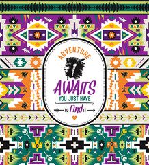 Native aztec seamless pattern. Tribal colorful design