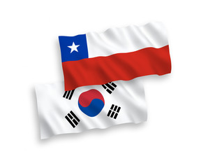 Flags of South Korea and Chile on a white background