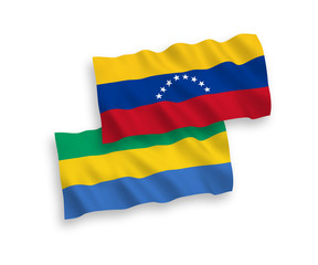 Flags of Venezuela and Gabon on a white background