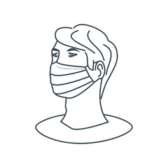 healthy man in medical protection mask on white background