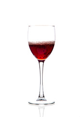 glass wine glass with wine on a white background