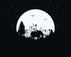 Wild Forest Night Moon