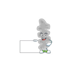 Leptospirillum ferriphilum cartoon drawing Thumbs up holding a white board
