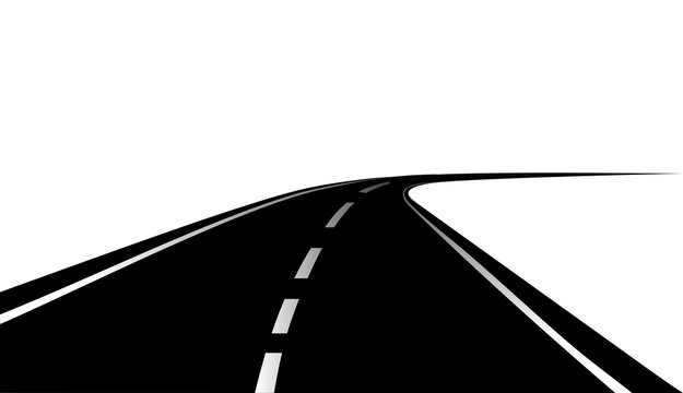 Roadway journey to the future. Asphalt street isolated on white background. Symbols Way to the goal of the end point. Path mean successful business planning Suitable for advertising and presentstation