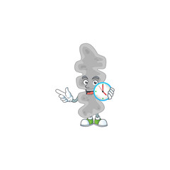 cartoon drawing concept of leptospirillum ferriphilum with a circle clock