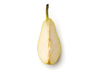 Fresh pears cut in quarter isolated on white