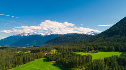 Aerial Capture of Alps on Sunny Day in Austria Europe at Summer